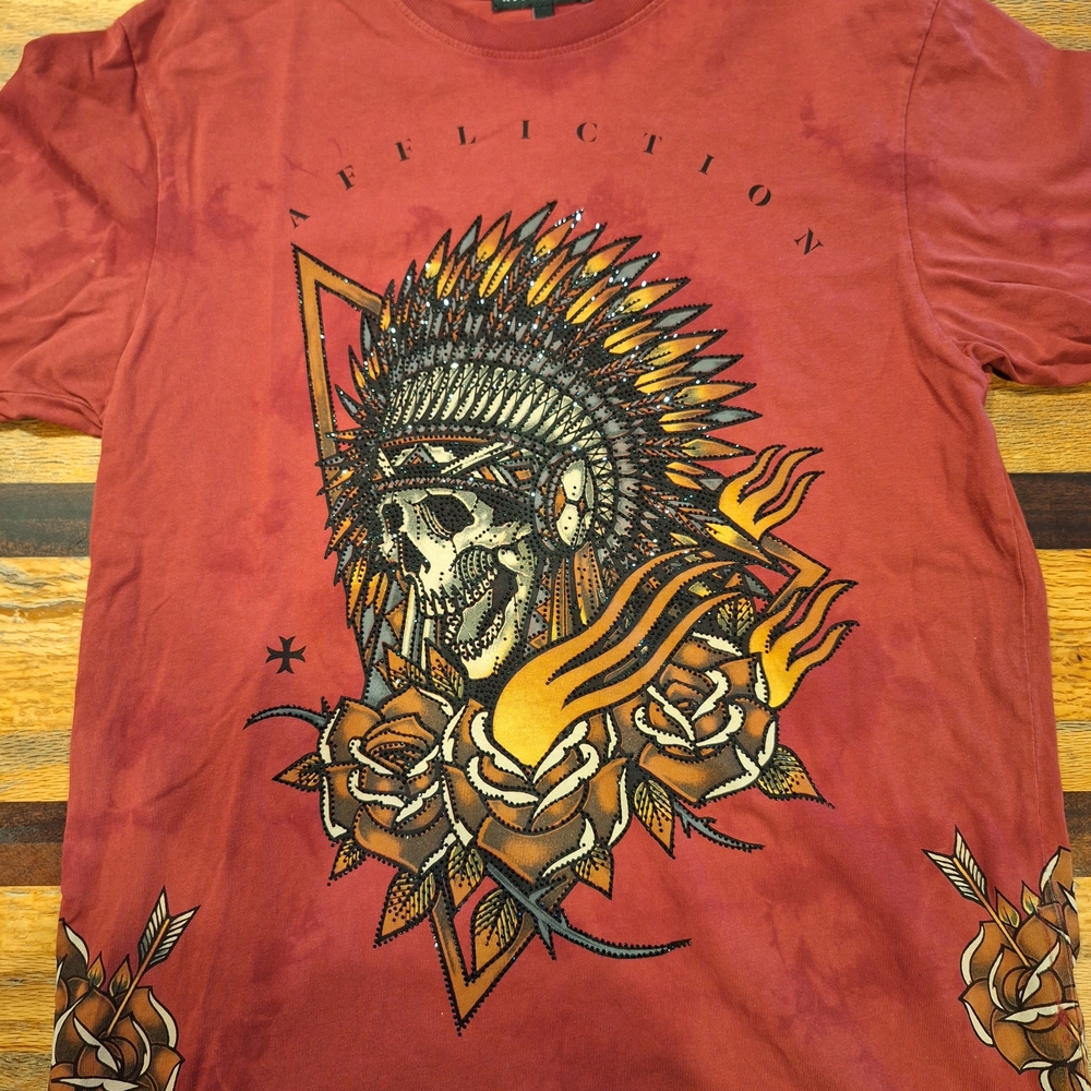 Affliction Men's Maroon Graphic Tee